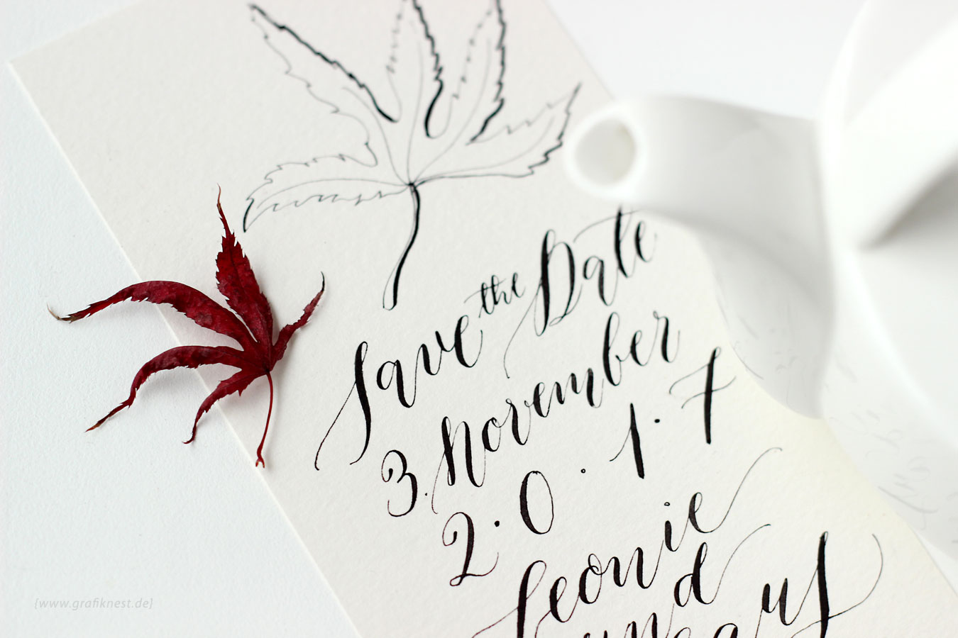 Kalligrafie Herbst Hochzeitspapeterie Save the Date