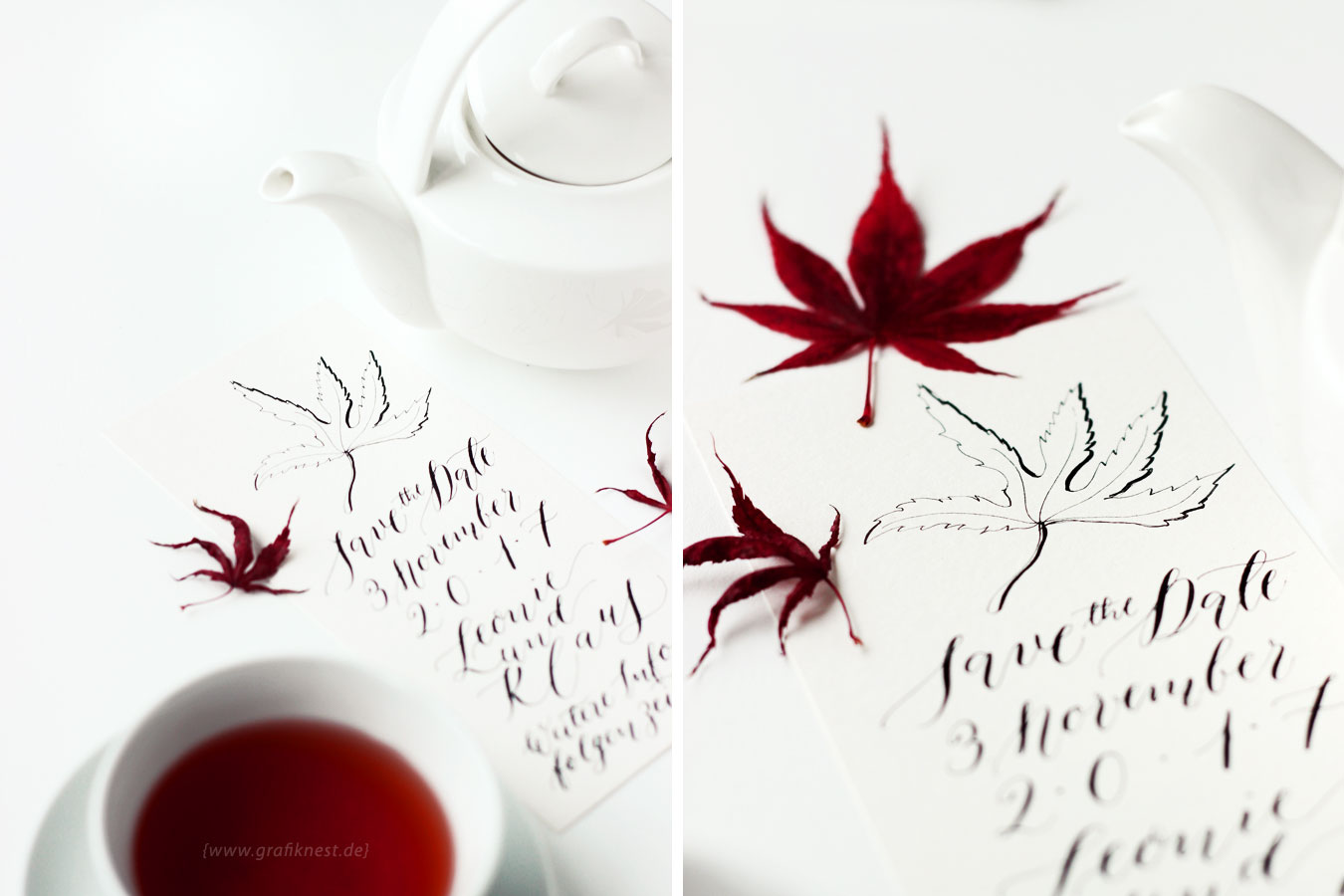 Kalligrafierte Herbst Save the Date 